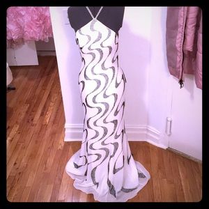 Beaded white gown prom dress